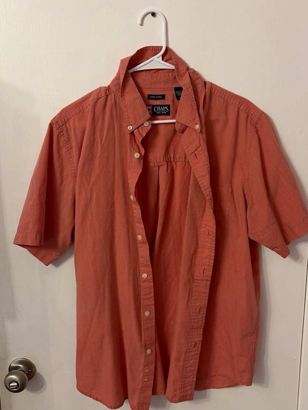 Chaps Men's Short-Sleeve Button-Down Shirt — Coral